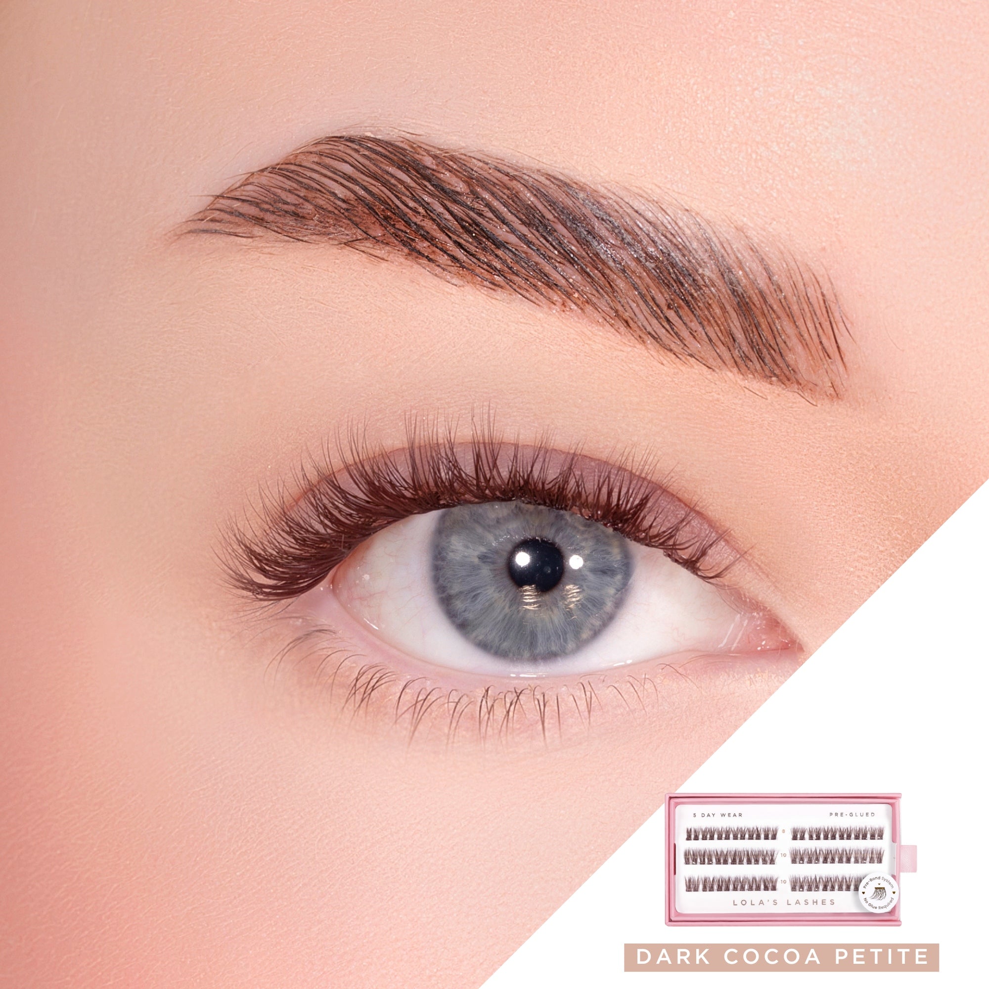 Dark Cocoa Petite Dark Brown Pre-Glued Lashes Set