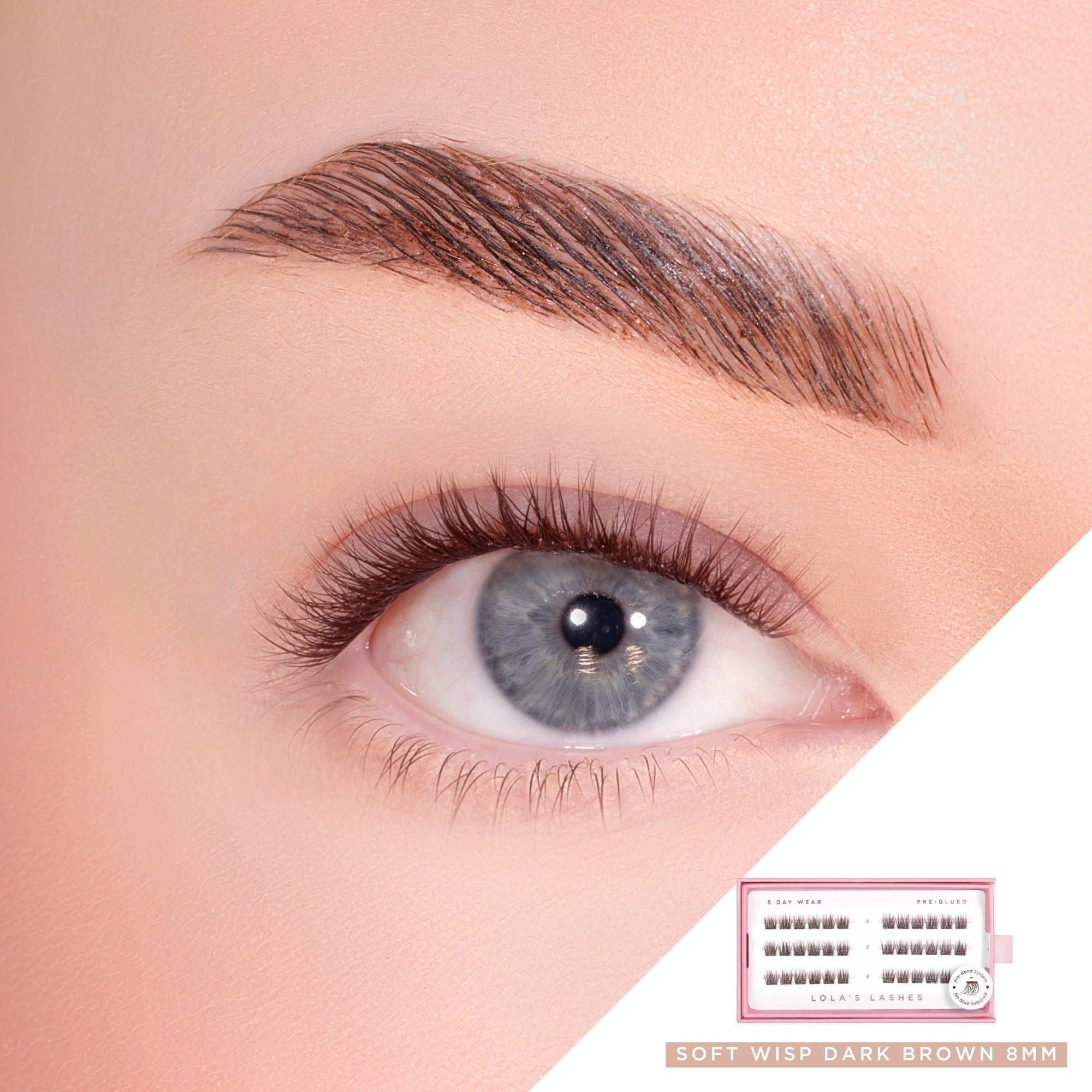 Soft Wisp Dark Brown Single Length Pre-Glued Lashes