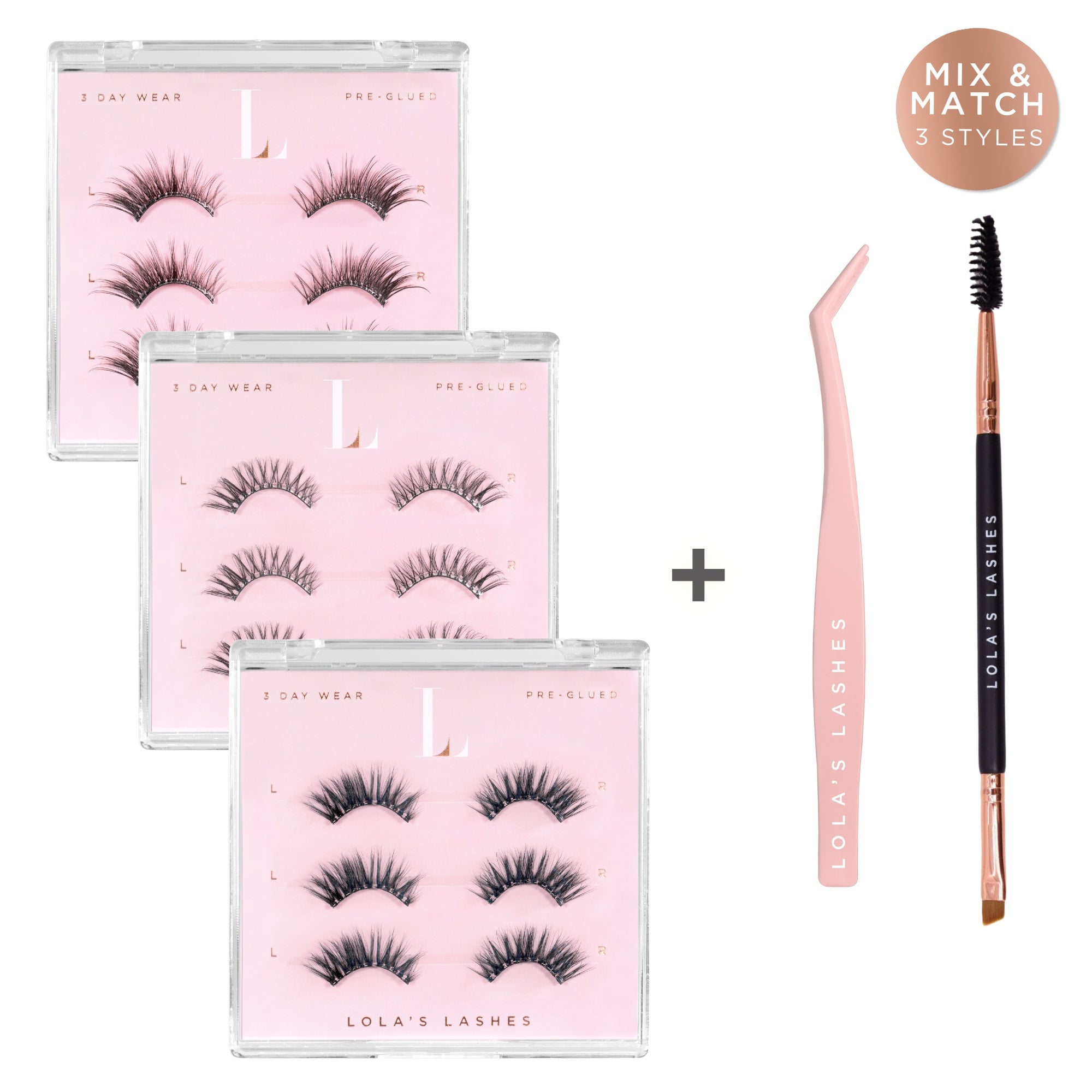 Pre-Glued Half Lashes Trio Starter Bundle