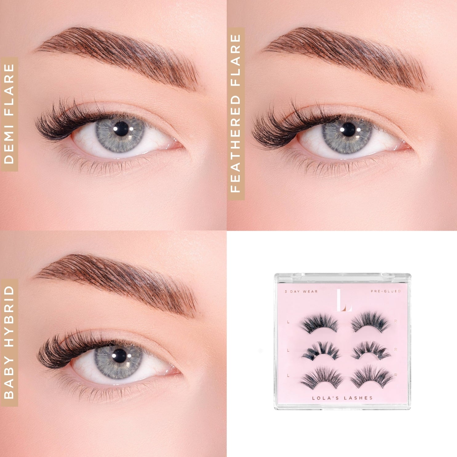 Pre-Glued Half Lashes Multipack Set