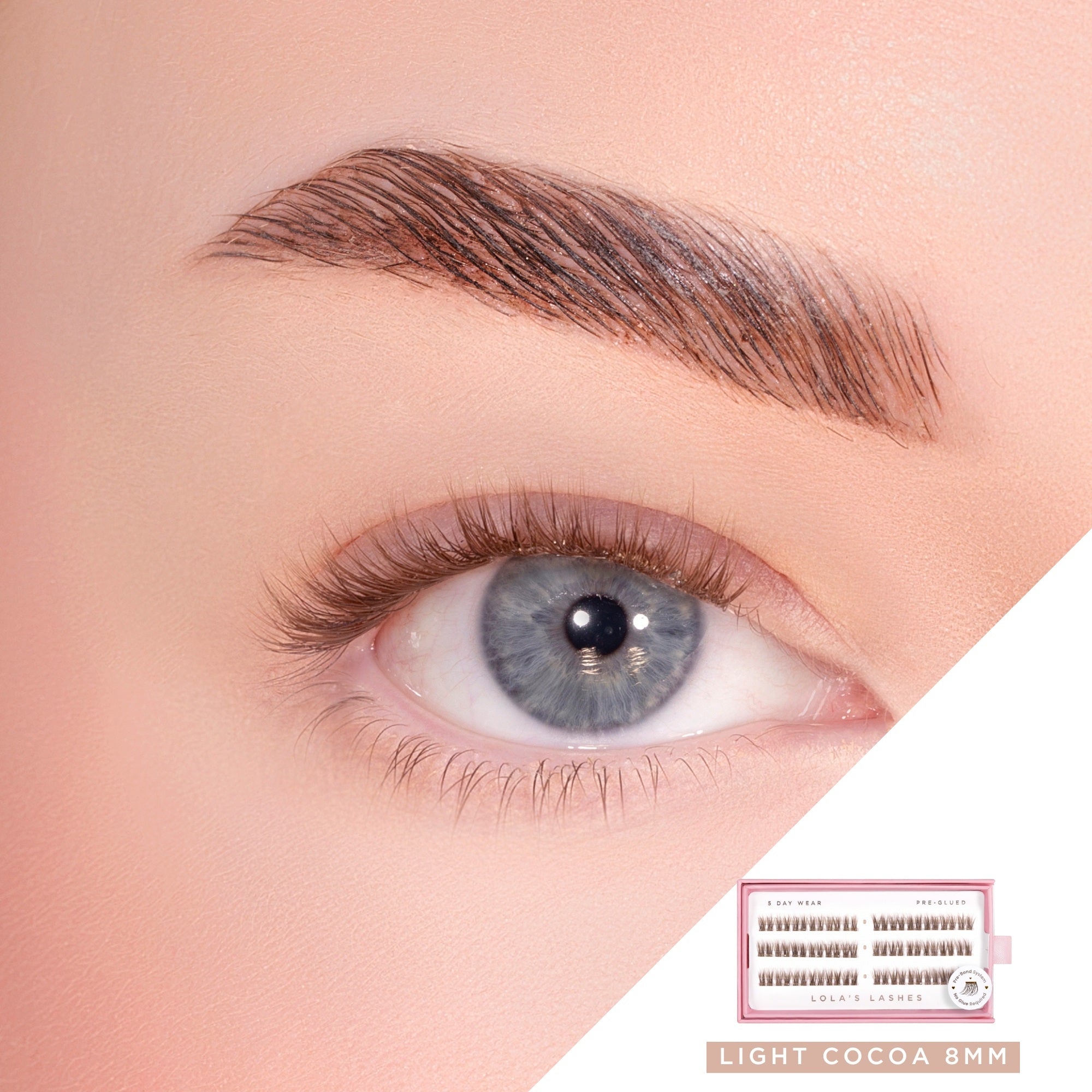 Soft Cocoa Brown Single Length Pre-Glued Lashes