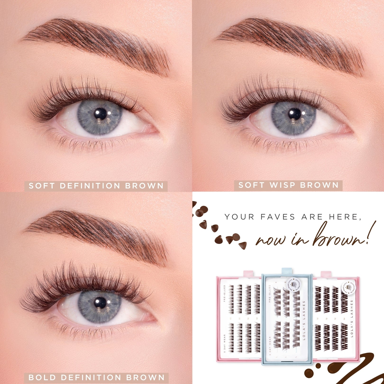 Soft Definition Dark Brown Pre-Glued Lashes Set