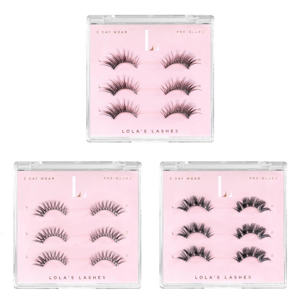 Pre-Glued Half Lashes Trio Refill Bundle